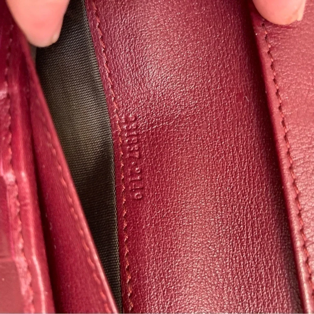 Gucci burgandy red leather embossed long wallet - Picture 10 of 12